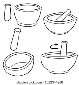 vector set of mortar and pestle