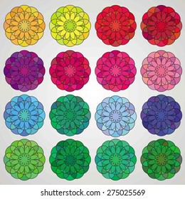 Vector set of mosaic circle graphic elements