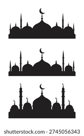 Vector Set of Mosque Silhouette Design Vector