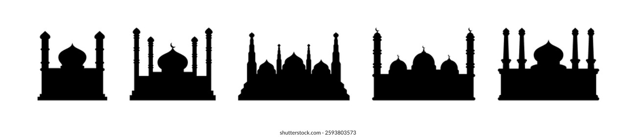 vector set of mosque silhouettes. icon, illustration, symbol