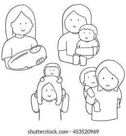 vector set of mother and children