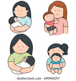 vector set of mother and children