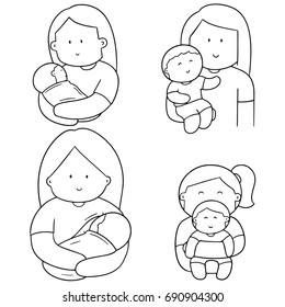 vector set of mother and children