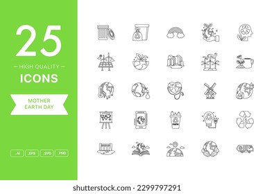 Vector set of Mother Earth Day icons