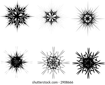 vector set of motif style illustrated line designs black on white