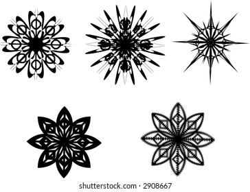 vector set of motif style illustrated line designs black on white