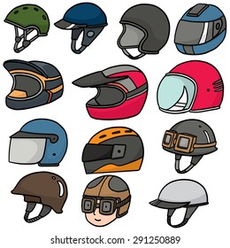 vector set of motorcycle helmet