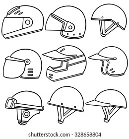 vector set of motorcycle helmet