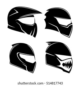 Vector set. Motorcycle helmets.