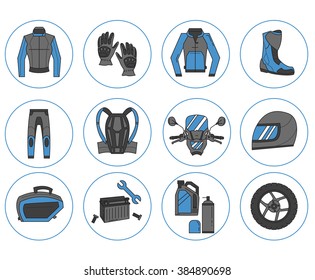 Vector set of motorcycle icons