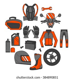 Vector set of motorcycle icons