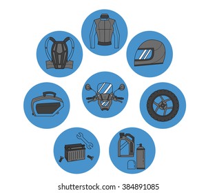 Vector set of motorcycle icons