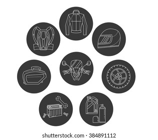 Vector set of motorcycle icons