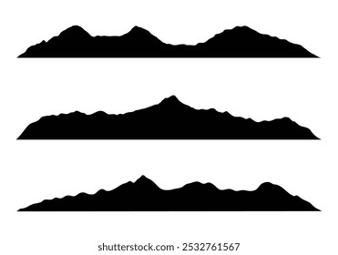 Vector Set Of Mountain Dark Silhouette