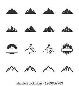 Vector set of mountain icons.