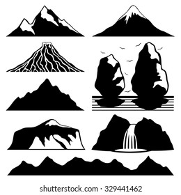 Vector set. Mountain icons.