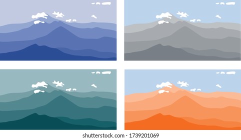 a vector set of mountain lanscape
