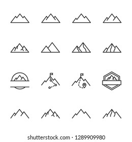 Vector Set Of Mountain Line Icons.