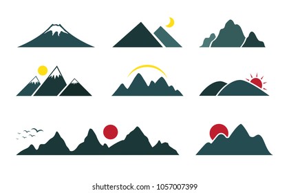 Vector set of mountain on white background. Easy editable layered vector illustration.