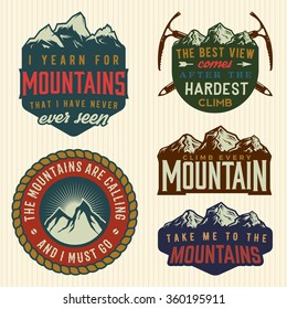 Vector Set Mountain Quotes Badges Artworks Stock Vector (Royalty Free ...