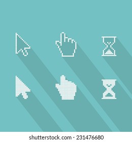 Vector set of mouse cursors with long shadows