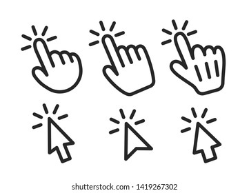 Vector Set Mouse Cursors Pointing Hands Stock Vector (Royalty Free ...