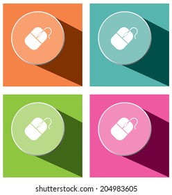 Vector - set of mouse icons with long shadow 