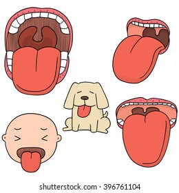 vector set of mouth and tongue