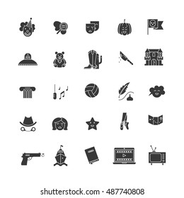 Vector set of movie genres pictogram isolated on white background. Different film genre elements perfect for infographic or mobile app