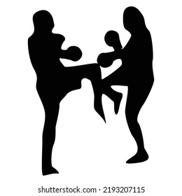 Vector Set Of Muay Thai Silhouettes Illustration Isolated On White Background