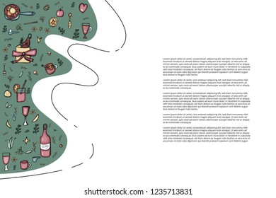 Vector set of mulled wine elements and objects. Composition in doodle style.
