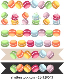 Vector set of multi colored sweets of French macaroons on a white background