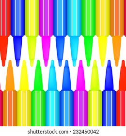 Vector set of multicolor felt-tip pens isolated on white background