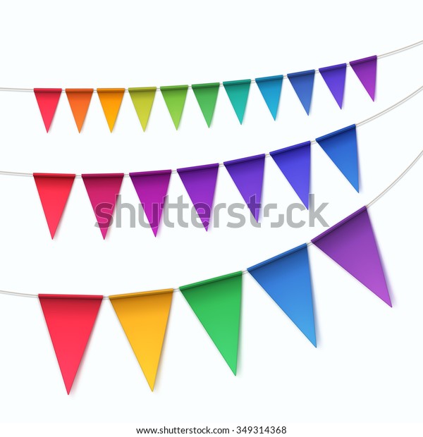 Vector Set Multicolored Buntings Garlands Flags Stock Vector (Royalty ...