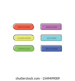 Vector set multicolored buttons, modern trendy flat style and white background.