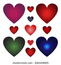 Conjunto vectorial corazones multicolores