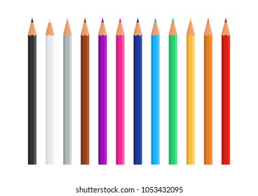 Vector set of multi-colored pencils.