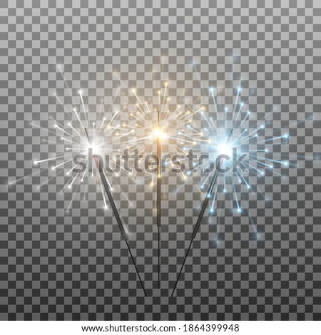 Vector set of multicolored sparklers. Bengal lights png, sparks, fireworks. Flash a lawsuit, burning lights. Christmas lights.