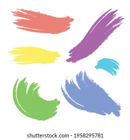 Vector set of multicolored spots. Watercolour brushstrokes. Background.
