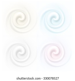 Vektorset mit mehrfarbigem Swirl-Texturhintergrund einzeln auf Weiß