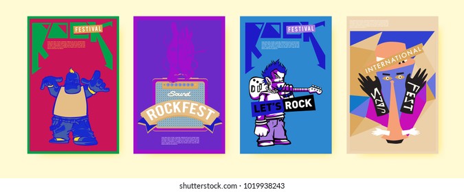 Vector set of music event poster design template. Rock, jazz, blues and hip hop poster design. Eps 10. 