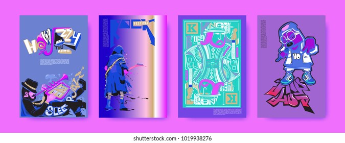 Vector set of music event poster design template. Rock, jazz, blues and hip hop poster design. Eps 10. 