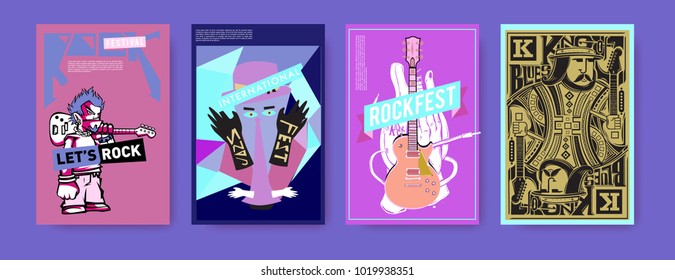 Vector set of music event poster design template. Rock, jazz, blues and hip hop poster design. Eps 10. 