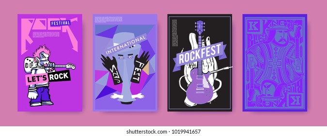 Vector set of music event poster design template. Rock, jazz, blues and hip hop poster design. Eps 10. 