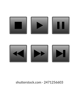 Vector set of music media buttons design. Vector illustration.