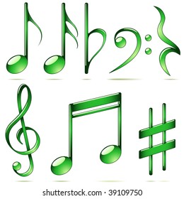 Vector set of music notes icons isolated on white background.