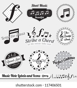 Vector Set: Music Notes Labels and Icons