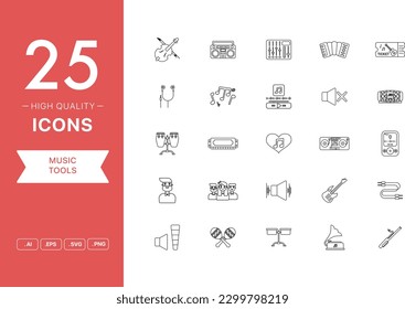 Vector set of Music Tools icons