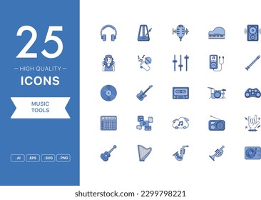 Vector set of Music Tools icons