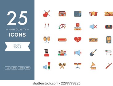 Vector set of Music Tools icons